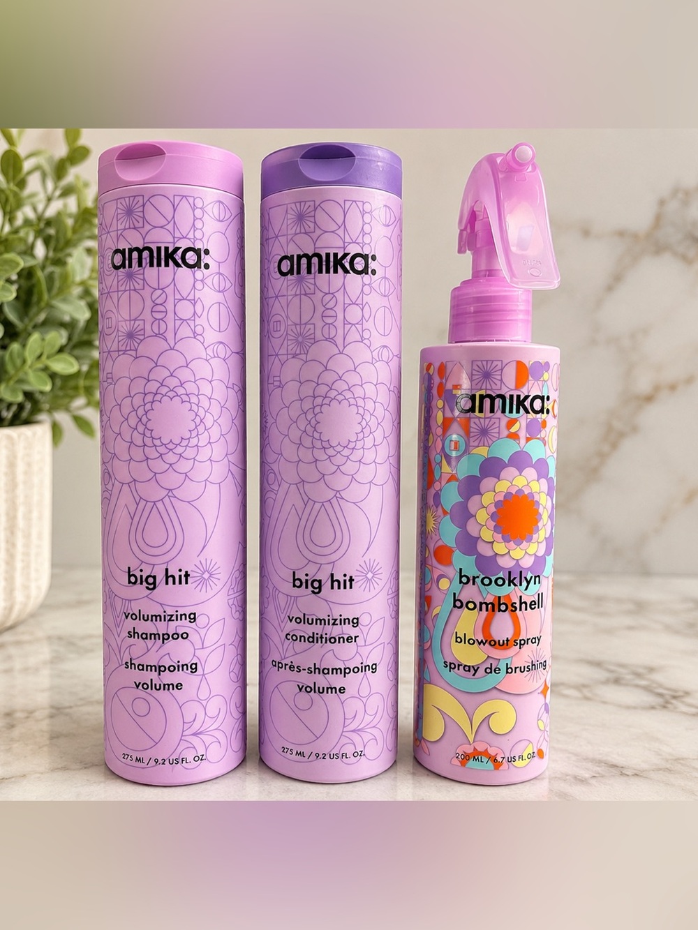 NEW! Amika Big Hit Shampoo Conditioner Brooklyn Bombshell 3pc Setting